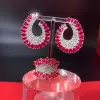 Nature Inspired 16CTW Oval Cut Ruby Statement Earrings