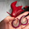 Nature Inspired 16CTW Oval Cut Ruby Statement Earrings