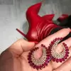 Nature Inspired 16CTW Oval Cut Ruby Statement Earrings