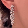White Sapphire Cluster Flower Earrings