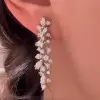 White Sapphire Cluster Flower Earrings