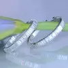 32MM Diameter Baguette Cut White Sapphire Hoop Earrings