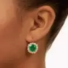 11.2ctw Halo Cushion Cut Emerald Drop Earrings
