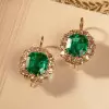 11.2ctw Halo Cushion Cut Emerald Drop Earrings