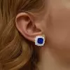 10CTW Halo Cushion Cut Sapphire Stud Earrings