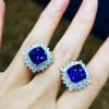10CTW Halo Cushion Cut Sapphire Stud Earrings