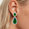 20ctw Halo Pear Cut Emerald Drop Earrings