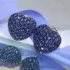 17MM Wide Paved Ruby Heart Stud Earrings