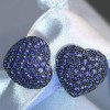 17MM Wide Paved Ruby Heart Stud Earrings