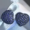 17MM Wide Paved Ruby Heart Stud Earrings