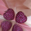 17MM Wide Paved Ruby Heart Stud Earrings
