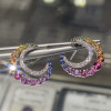 Rainbow Sapphire Crescent Moon Statement Earrings