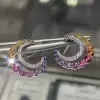 Rainbow Sapphire Crescent Moon Statement Earrings