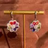 Rainbow Sapphire Flower Drop Earrings