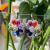 Rainbow Sapphire Flower Drop Earrings