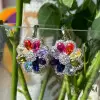 Rainbow Sapphire Flower Drop Earrings