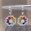Rainbow Sapphire Flower Drop Earrings