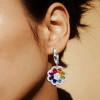 Rainbow Sapphire Flower Drop Earrings