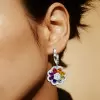 Rainbow Sapphire Flower Drop Earrings