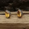 17ctw Pear Cut Yellow Sapphire Stud Earrings