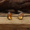 17ctw Pear Cut Yellow Sapphire Stud Earrings