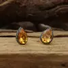 17ctw Pear Cut Yellow Sapphire Stud Earrings