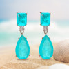 24ctw Pear Cut Paraiba Tourmaline Drop Earrings