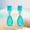 24ctw Pear Cut Paraiba Tourmaline Drop Earrings