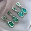 24ctw Pear Cut Paraiba Tourmaline Drop Earrings