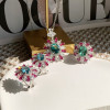 6ctw Oval Cut Green Blue Paraiba Tourmaline Flower Earrings