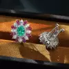 6ctw Oval Cut Green Blue Paraiba Tourmaline Flower Earrings