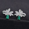 Vintage Bowknot Emerald Stud Earrings