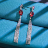 Vintage Oval Cut Ruby Fringe Earrings