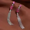 Vintage Oval Cut Ruby Fringe Earrings
