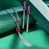 Vintage Oval Cut Ruby Fringe Necklace