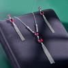 Vintage Oval Cut Ruby Fringe Necklace