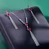 Vintage Oval Cut Ruby Fringe Necklace