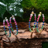 Pear Cut Rainbow Sapphire Hoop Earrings