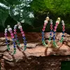 Pear Cut Rainbow Sapphire Hoop Earrings