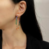 Pear Cut Rainbow Sapphire Hoop Earrings