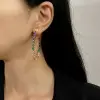 Pear Cut Rainbow Sapphire Hoop Earrings