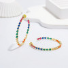 Pear Cut Rainbow Sapphire Hoop Earrings