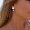 Vintage Pear Cut Sapphire Cluster Flower Drop Earrings