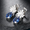 Vintage Pear Cut Sapphire Cluster Flower Drop Earrings