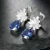 Vintage Pear Cut Sapphire Cluster Flower Drop Earrings