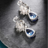 Vintage Pear Cut Sapphire Cluster Flower Drop Earrings