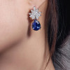 Vintage Pear Cut Sapphire Cluster Flower Drop Earrings