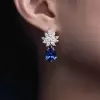 Vintage Pear Cut Sapphire Cluster Flower Drop Earrings