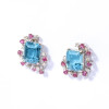 Emerald Cut Aquamarine Stud Earrings