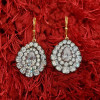Double Halo Pear Cut Statement Earrings
